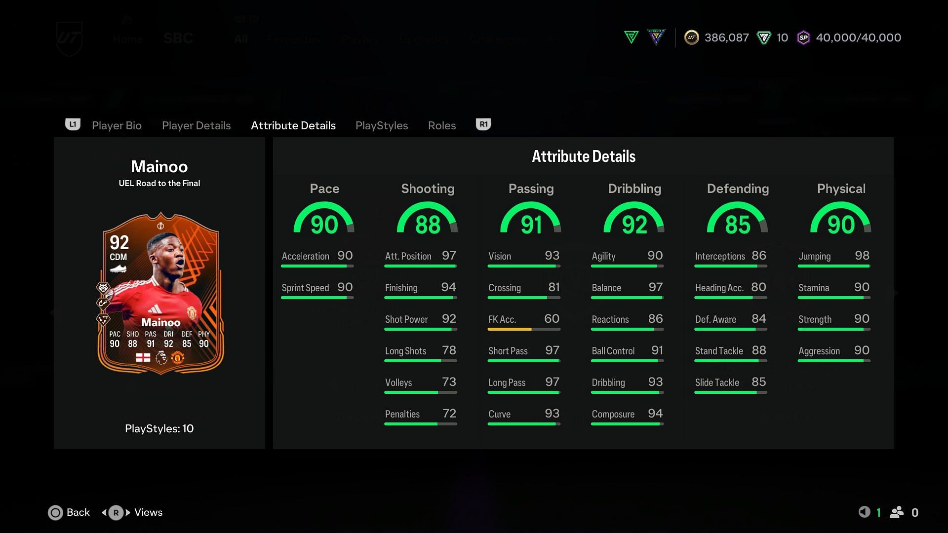The stats (Image via EA Sports)